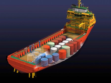 A Platform supply vessel cutaway